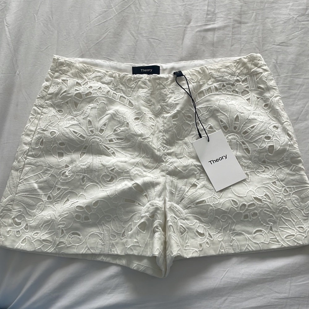 White, Theory lace shorts
